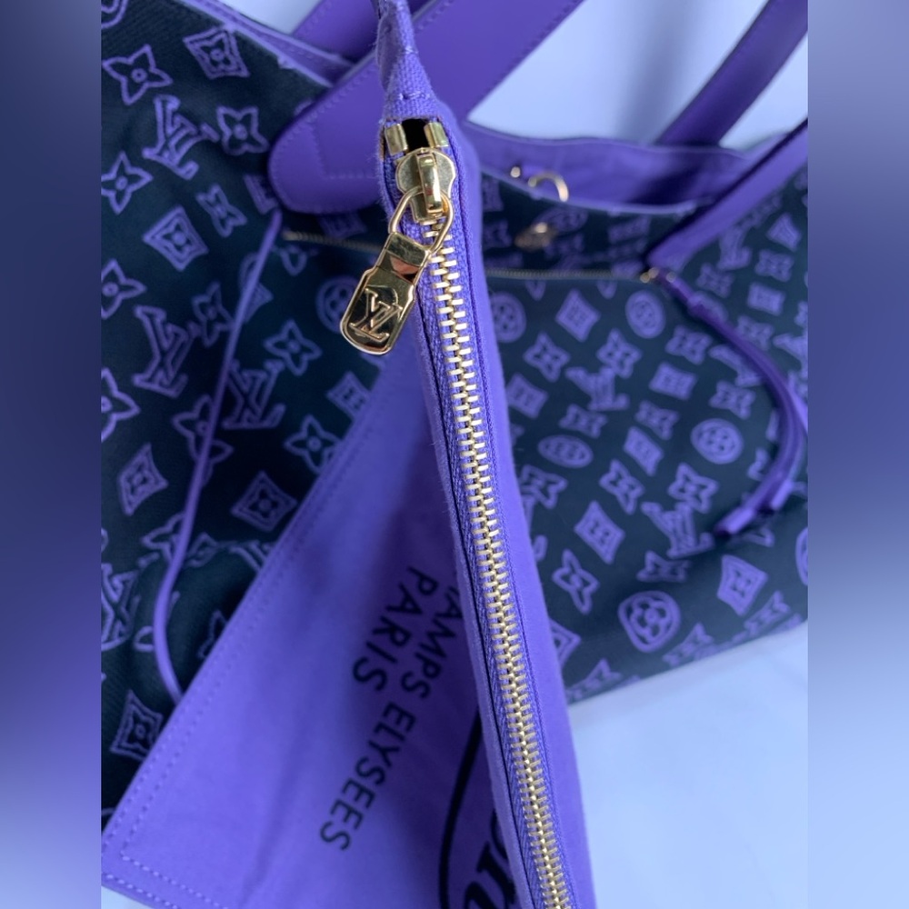 Louis Vuitton Limited Edition Purple Navy Canvas Cabas Ipanema GM Bag W Pouch - Picture 14 of 16